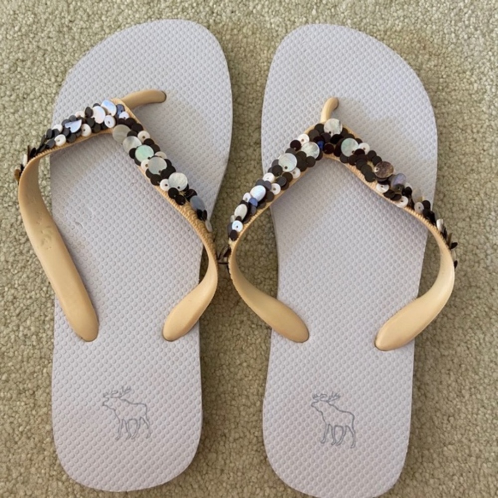 White Abercrombie Flip Flops - Size L